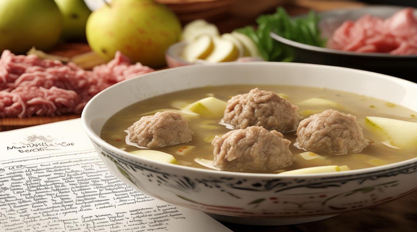 肉圆梨子汤的做法，肉圆梨子汤的做法大全-图1