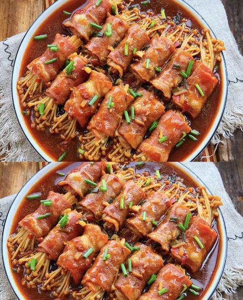 培根炒金针菇的家常做法-图1